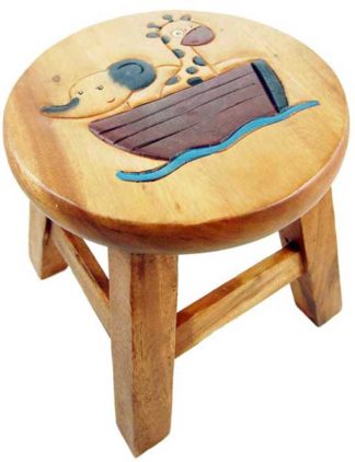 Stool Wooden Elephant And Giraffe