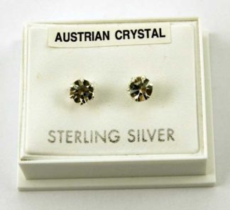 Silver Earring Stud Crystal 5mm