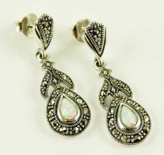 Silver Earring Marcasite Opal