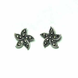Silver Earring Marcasite Flower Stud