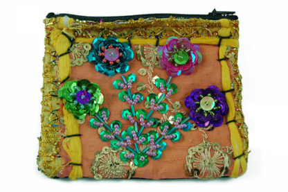Purse Ethnic Sequined Flowers