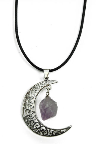Necklace Moon Amethyst Rough Stone