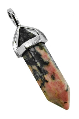 Pendant Fixed Wand Rhodonite 6pcs