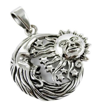 Silver Pendant Moon And Sun