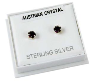 Silver Earring Stud Dark Purple