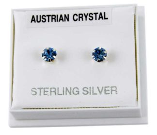 Earring Silver Stud Light Blue