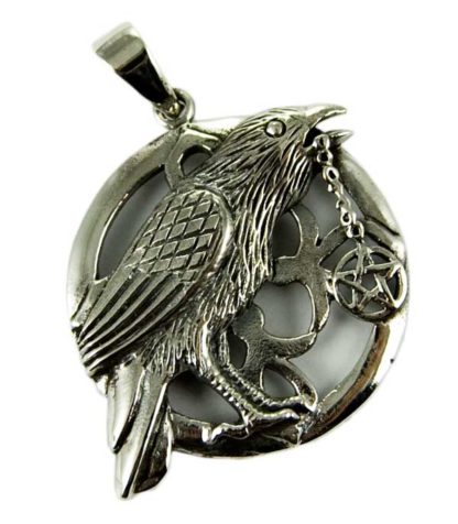 Silver Pendant Raven Pentagram