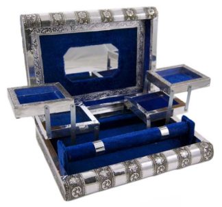 Box Jewellery Metal Blue 11X8 Inch