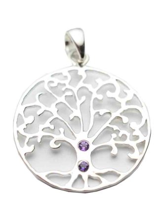 Silver Pendant Tree Amethyst