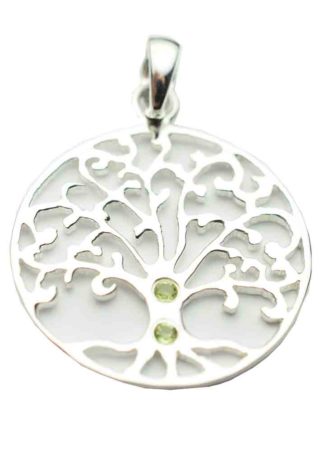 Silver Pendant Tree Peridot