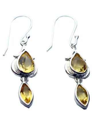 Silver Earring Double Citrine