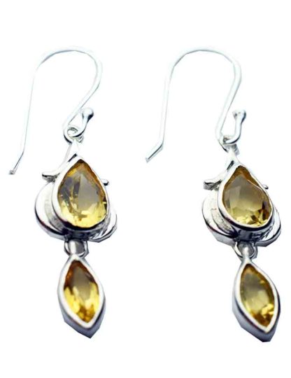 Silver Earring Double Citrine