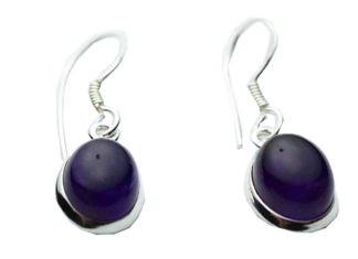 Silver Earring Oval Amethyst