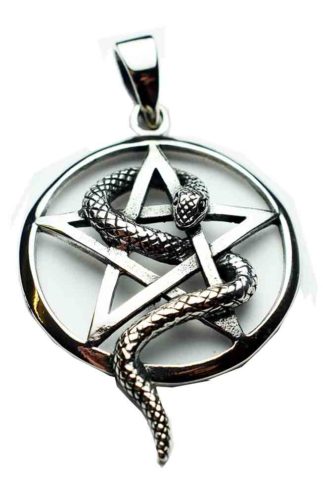 Silver Pendant Snake Pentagram