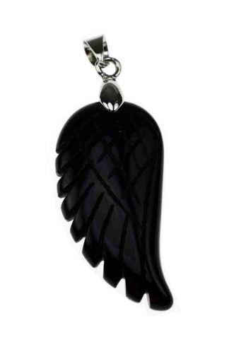 Pendant Wing Obsidian 35mm