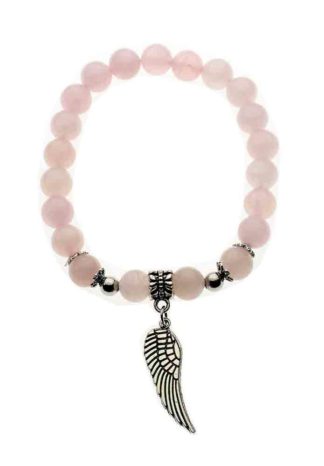 Bracelet Metal Wing Rose Quartz