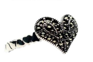 Silver Ring Marcasite Heart