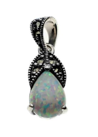 Silver Pendant Marcasite Opal