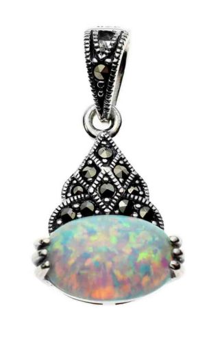 Silver Pendant Marcasite Opal