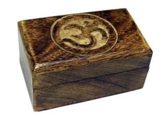 Box Wooden Om Symbol 5X3 Inch