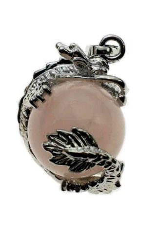 Pendant Dragon On Rose Quartz Ball