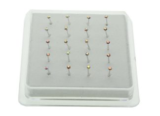 Nose Stud Silver AB Claw 20pcs