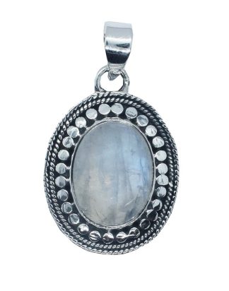 Silver Pendant Rainbow Moonstone Cab