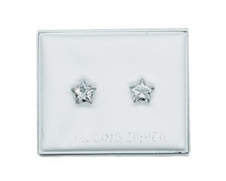 Silver Earring Star Clear Stone