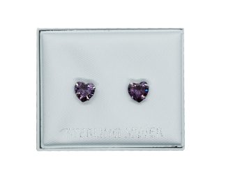 Silver Earring Heart Amethyst
