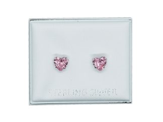 Silver Earring Heart Rose CZ