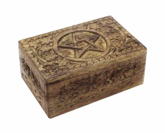 Box Wooden Carved Pentagram 6X4 Inch