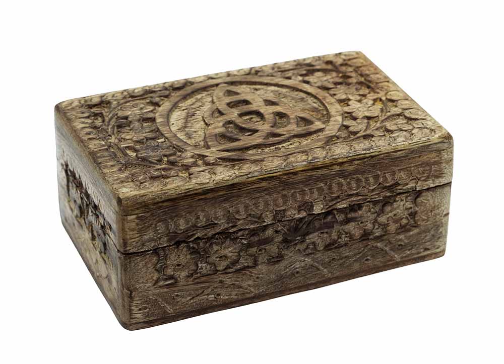 Box Wooden Carved Triquetra 6X4 Inch