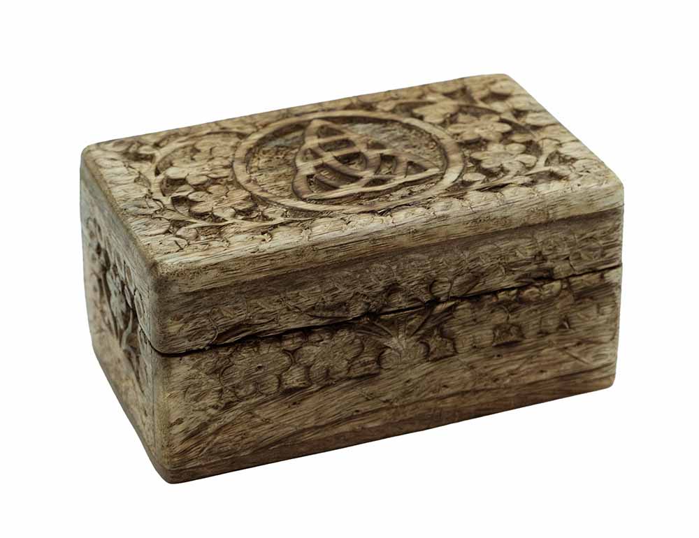 Box Wooden Carved Triquetra 5X3 Inch