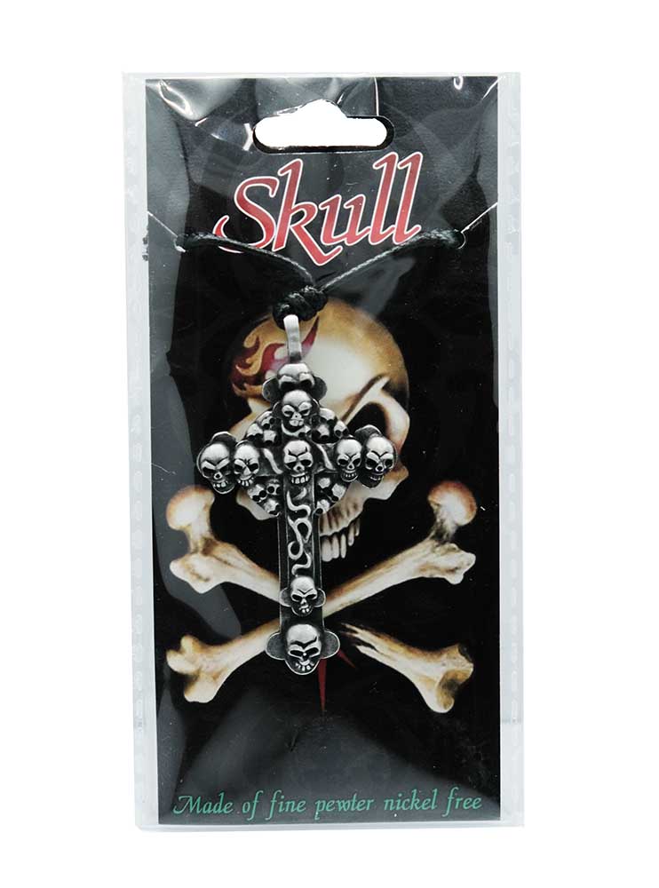 Pendant Pewter Skulls On Cross