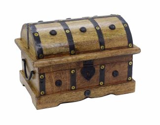 Box Wooden Treasure Chest 9X6X6 Inch