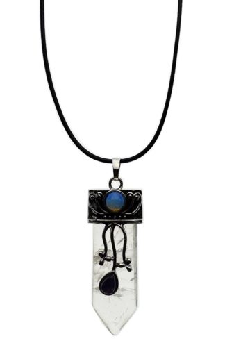 Necklace Sword Shape Clear Qtz