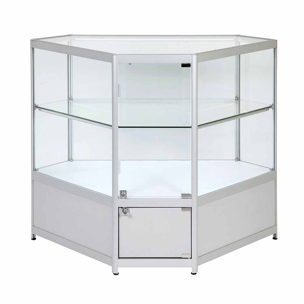 Corner Aluminium Display Glass Counter 850X850X1050mm SGT2 Code 99643