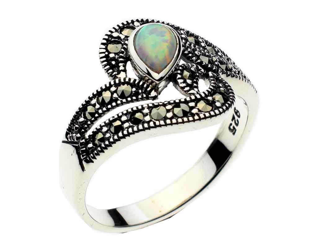 Silver Ring Marcasite Opal – Cleopatra Trading Limited