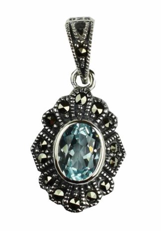 Silver Pendant Marcasite Topaz