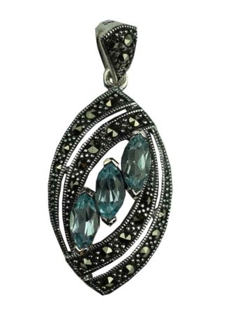 Silver Pendant Marcasite Topaz