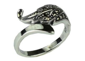 Silver Ring Marcasite Leaves
