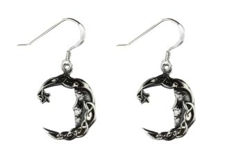 Silver Earring Moon Celtic