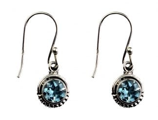 Silver Earring Circle Blue Top
