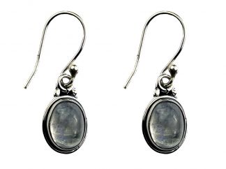 Silver Earring Oval Rainbow