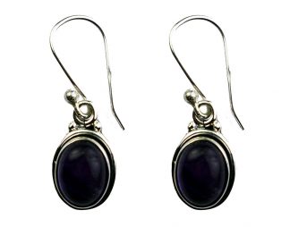 Silver Earring Oval Amethyst
