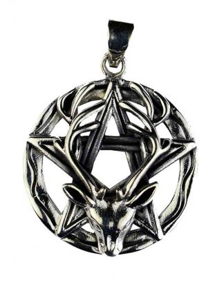 Silver Pendant Stag Pentagram