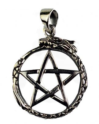 Silver Pendant Pentagram Snake