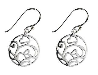 Silver Earring Flower in Circle
