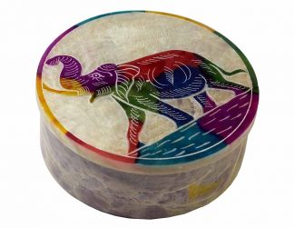 Soapstone Round Box 3″ Elephant
