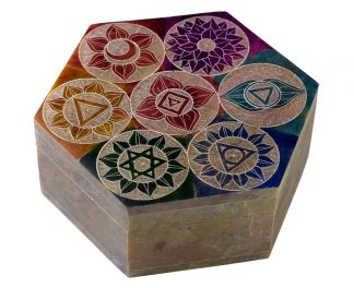 Soapstone Hexagon Box 4×4 Chakra